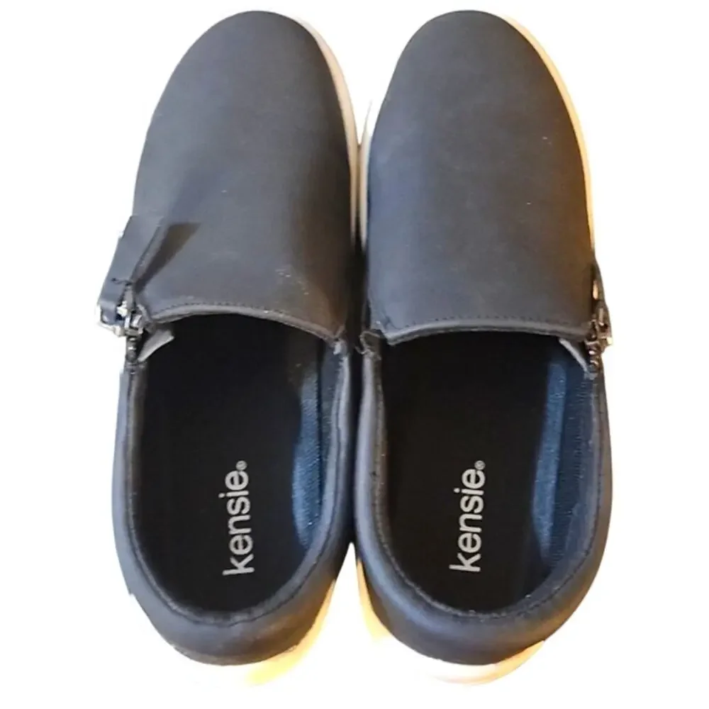 Kensie Soren Women’s Slip On Sneaker Size 6.5 Black Platform Casual Comfort Shoe